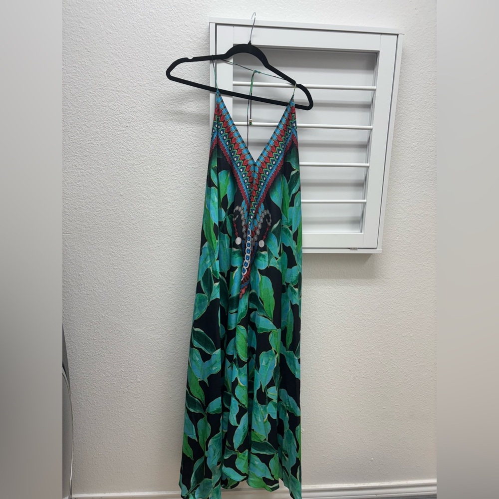 TROPICAL-PRINT MAXI HALTER DRESS - Picture 3 of 6